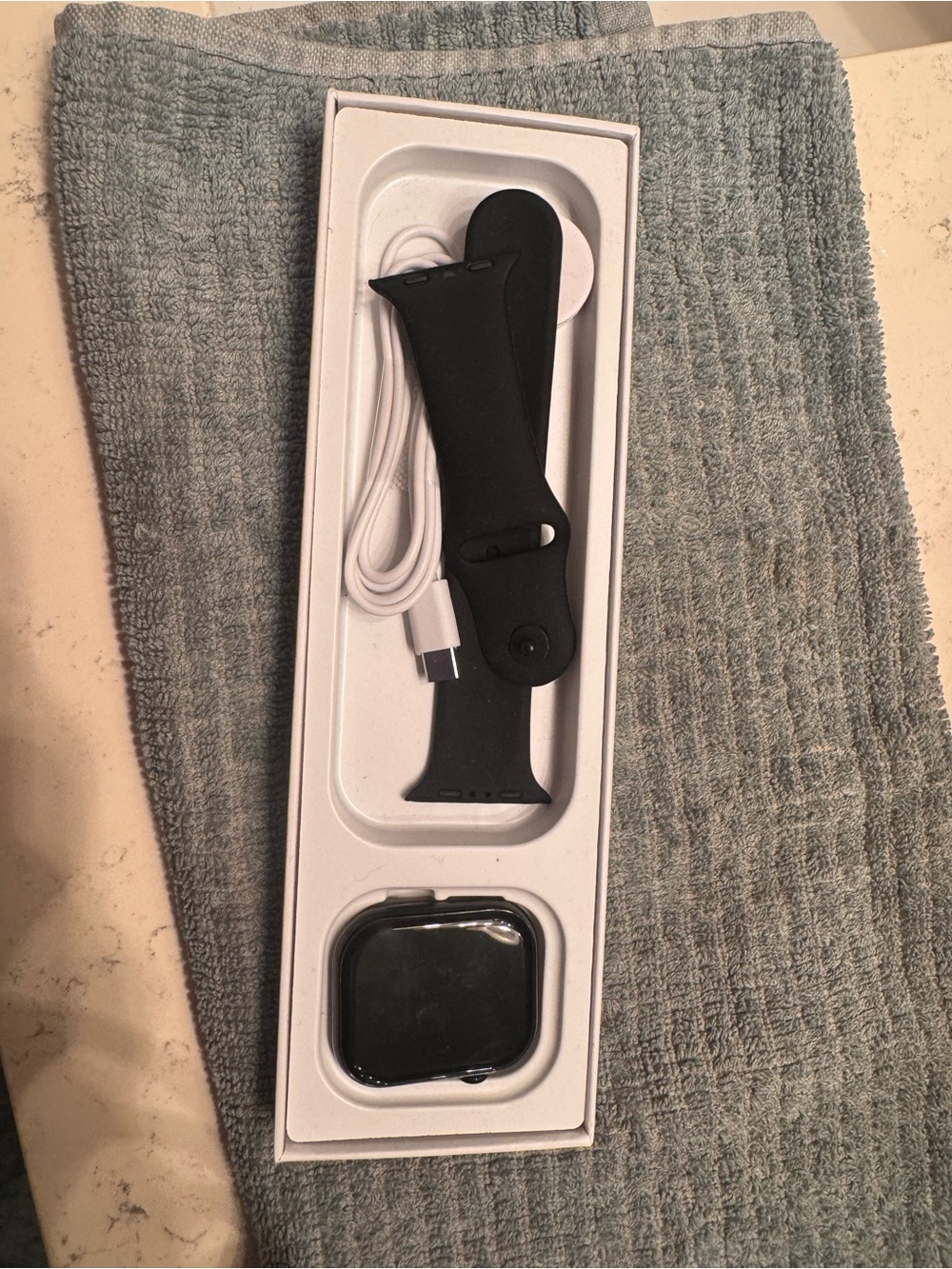 Black Smartwatch with Magnetic Charger and Replacement Bands - Picture 2 of 3